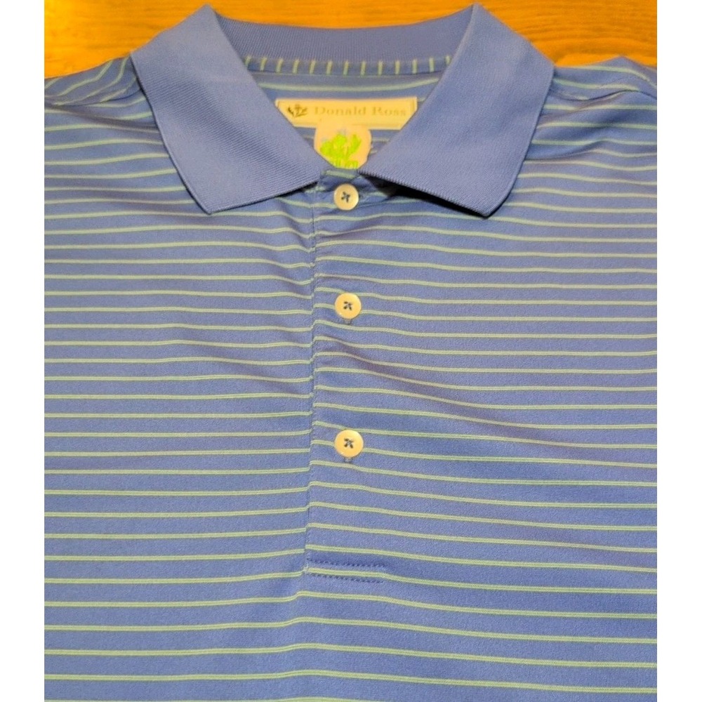 Donald Ross Polo Shirt Mens Size XL  Blue Striped Oconomowoc‎  Country Club